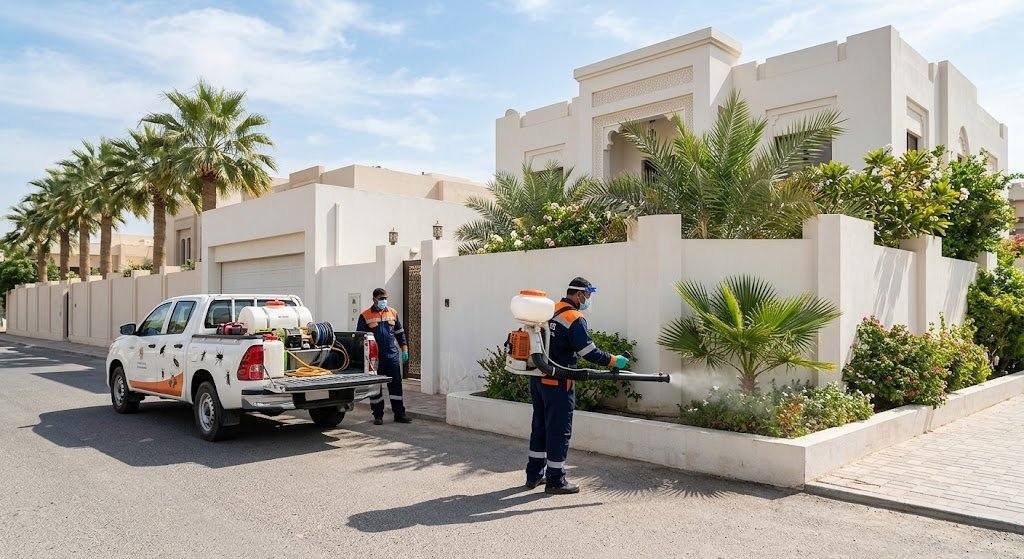 فريق عمل محترف يقوم برش المبيدات ومكافحة الحشرات بجودة عالية وأمان تام ضمن خدمات مكافحة حشرات الصديق بالكويت لضمان بيئة نظيفة وصحية للعملاء.